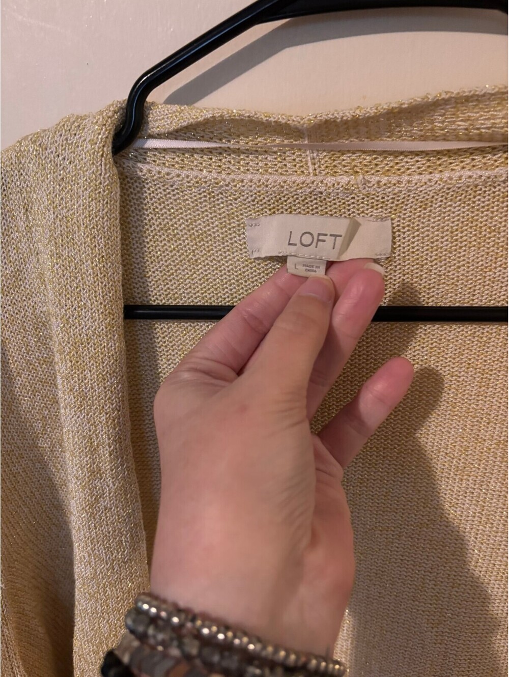 LOFT beige open front cardigan Large - Picture 4 of 4